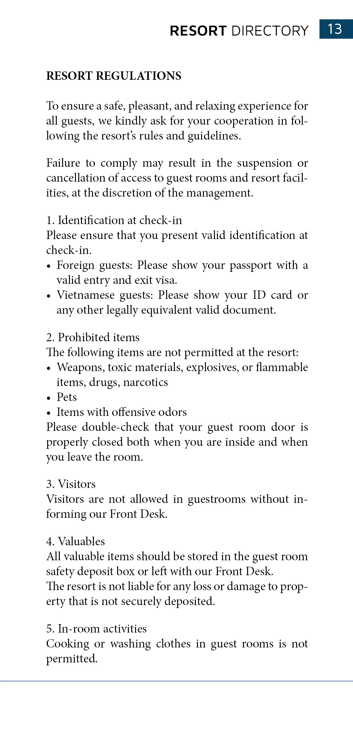 Bliss Hoi An Resort Directory - Facilities